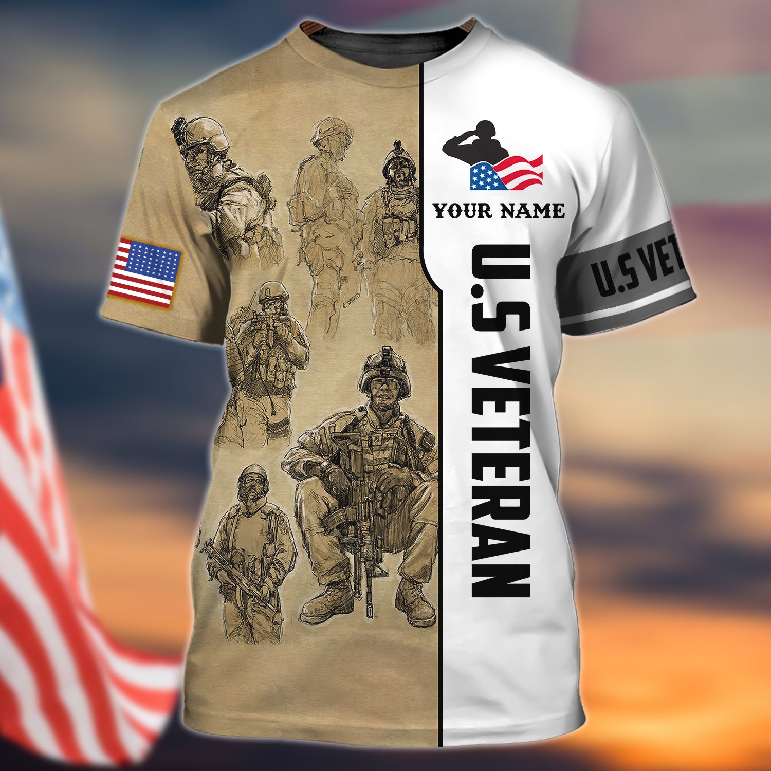 Us Veteran - Personalized Name 3D Tshirt - Boom