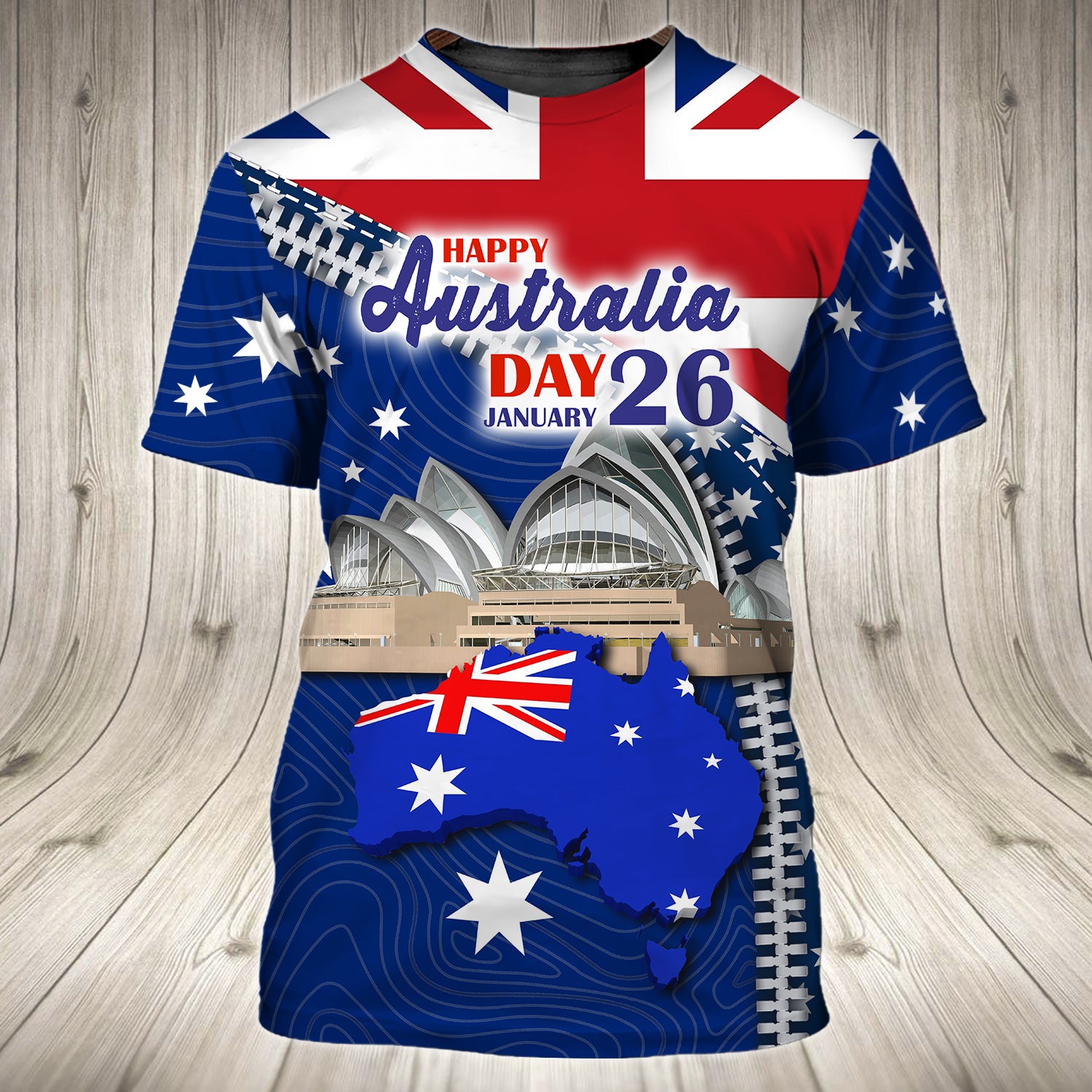 Happy Australia Day, 26 January - 3D Tshirt - Tad 313