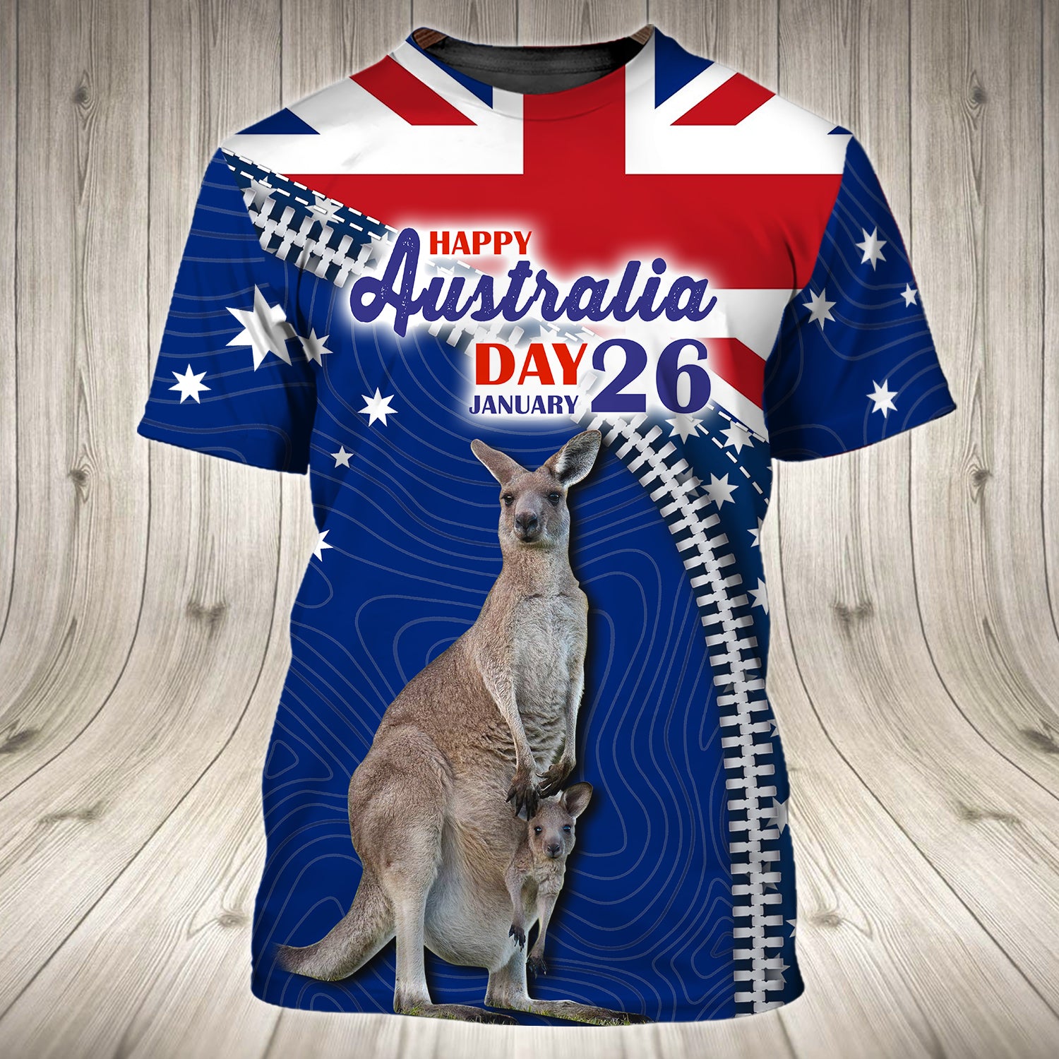 Kangaroo, Happy Australia Day - 3D Tshirt - Tad 318