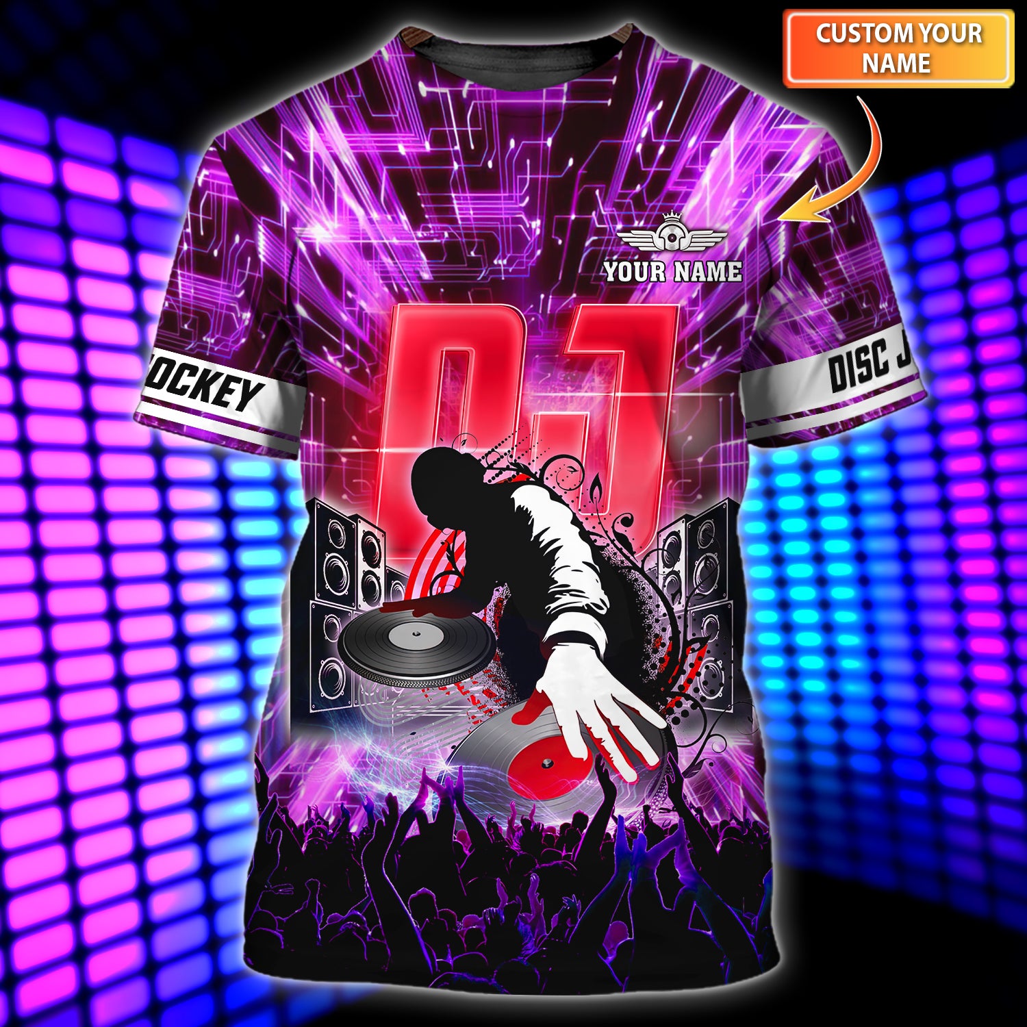 Custom Name DJ Shirt, 3D All Over Print Tshirt For DJ Club Uniform, Disc Jockey Clothing Men Women