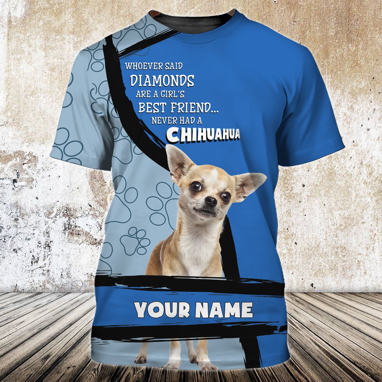 Diamons vs Chihuahua - Personalized Name 3D Tshirt - QB95