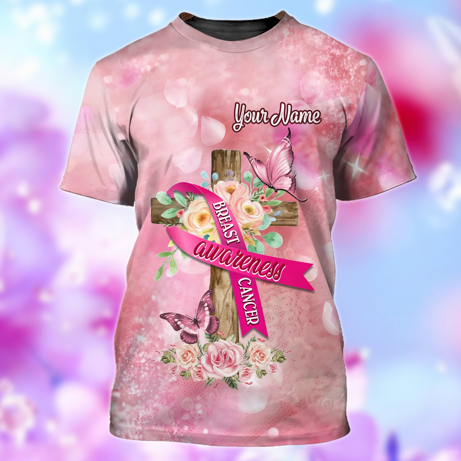 Breast Cancer Fighter 2 - Personalized Name 3D Tshirt - Nia94