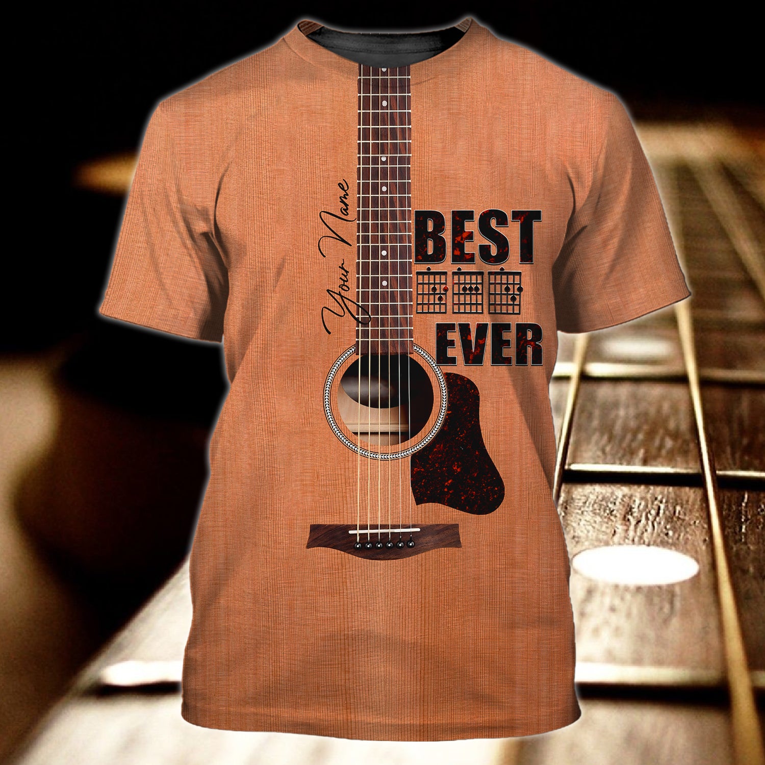 Guitar Dad Personalized Name Tshirt  - Hdmt