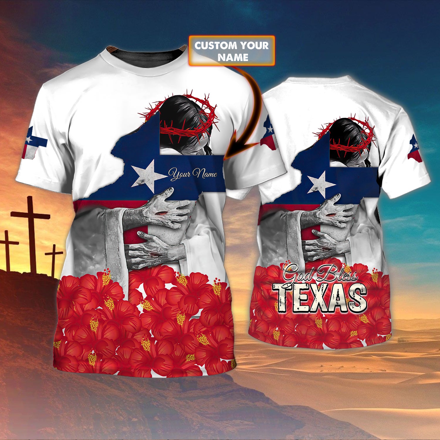 God Bless Texas - Personalized Name 3D Tshirt - QB95